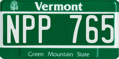 VT license plate NPP765