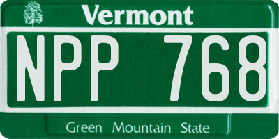 VT license plate NPP768