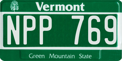 VT license plate NPP769