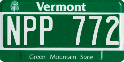 VT license plate NPP772