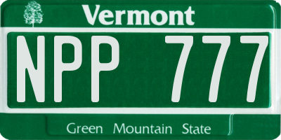 VT license plate NPP777