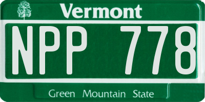 VT license plate NPP778