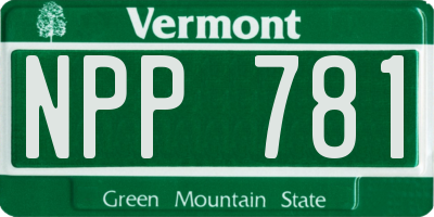VT license plate NPP781