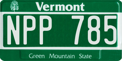VT license plate NPP785