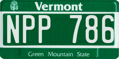 VT license plate NPP786