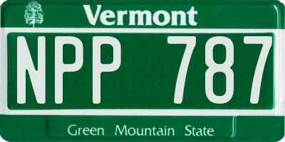 VT license plate NPP787