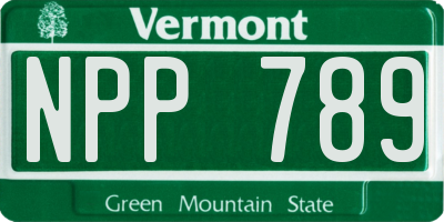 VT license plate NPP789