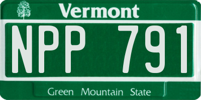 VT license plate NPP791