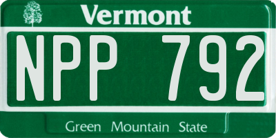 VT license plate NPP792