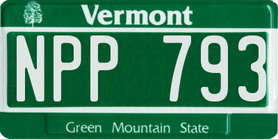 VT license plate NPP793