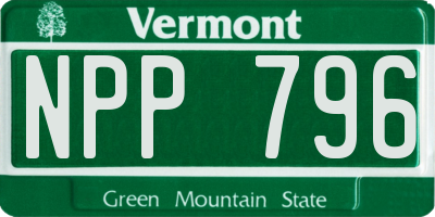 VT license plate NPP796