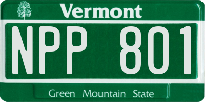 VT license plate NPP801