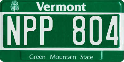 VT license plate NPP804