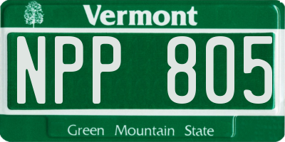 VT license plate NPP805