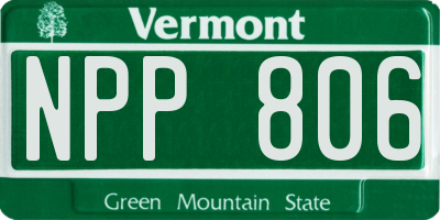 VT license plate NPP806