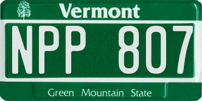 VT license plate NPP807