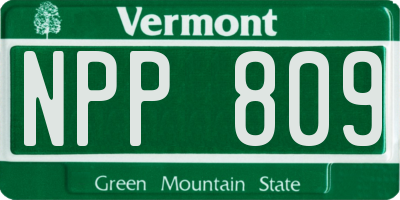 VT license plate NPP809