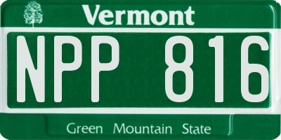 VT license plate NPP816