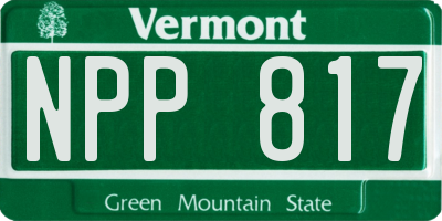 VT license plate NPP817