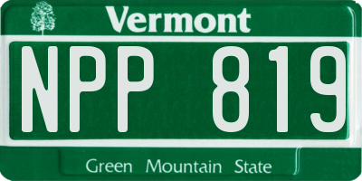 VT license plate NPP819