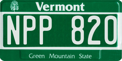 VT license plate NPP820