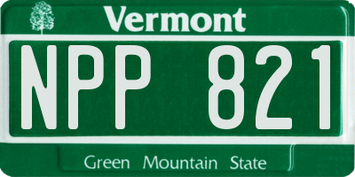 VT license plate NPP821