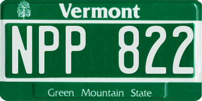 VT license plate NPP822