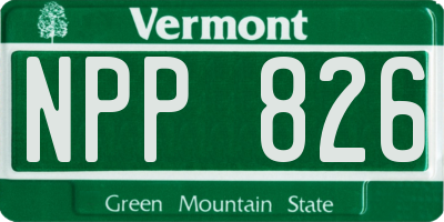 VT license plate NPP826