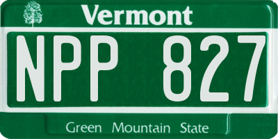 VT license plate NPP827