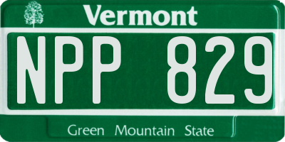VT license plate NPP829