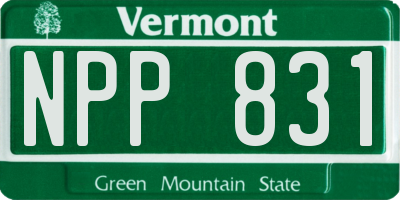 VT license plate NPP831