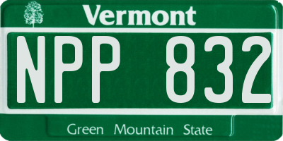 VT license plate NPP832