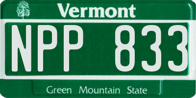 VT license plate NPP833
