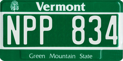 VT license plate NPP834
