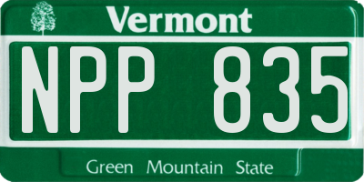 VT license plate NPP835