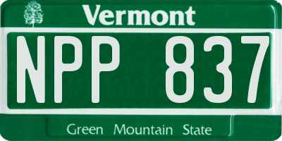 VT license plate NPP837