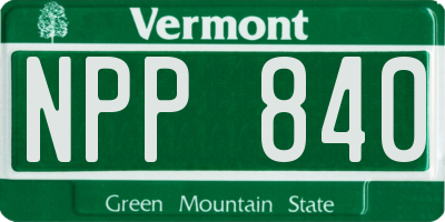 VT license plate NPP840