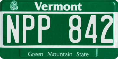 VT license plate NPP842