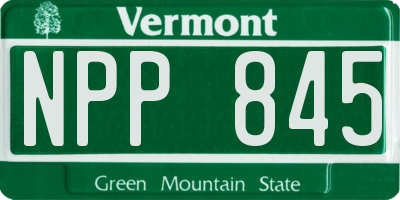 VT license plate NPP845