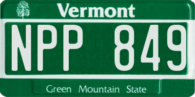 VT license plate NPP849