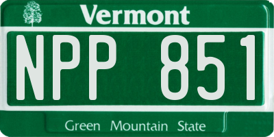 VT license plate NPP851