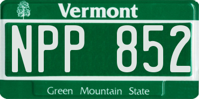VT license plate NPP852