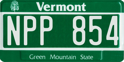 VT license plate NPP854