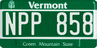 VT license plate NPP858
