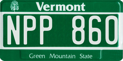 VT license plate NPP860