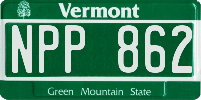 VT license plate NPP862
