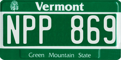 VT license plate NPP869