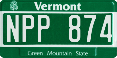 VT license plate NPP874