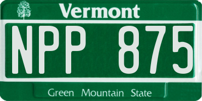 VT license plate NPP875