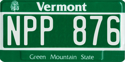 VT license plate NPP876